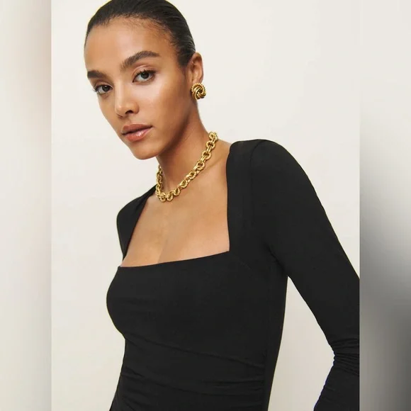 Reformation Laurel Knit Dress Black - Size S - Picture 11 of 11